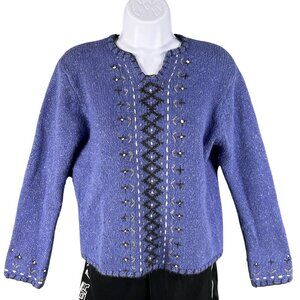 Nomadic Traders Womens S Silk Angora Blend Sweater Embroidered Quiet Luxury